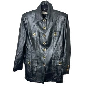 St. John Collection | Gunmetal Gray Metallic Lamb Leather Jacket